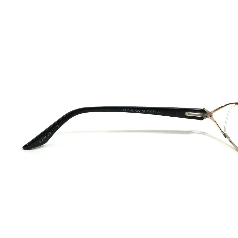 Titanium 220 Eyeglasses Frames T 220-05 COL 40 Black Gold Round 55-17-135